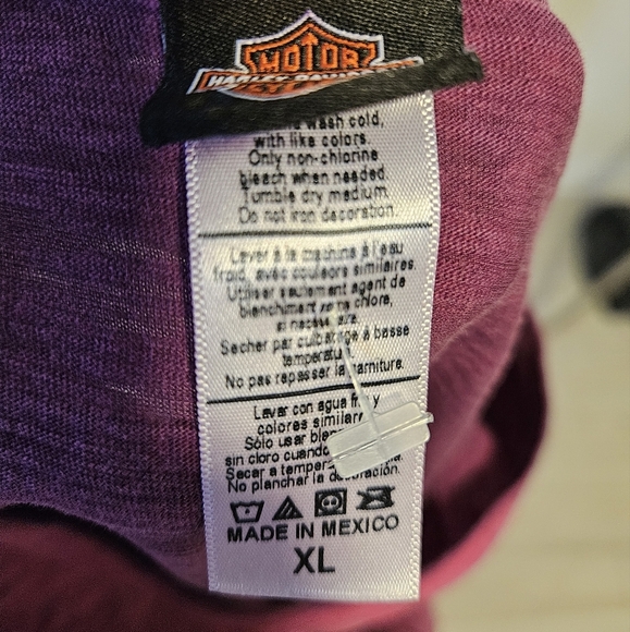 Harley Davidson Womens XL T Shirt Pink Rhinestone Short Sleeve Y2K - Picture 4 of 6